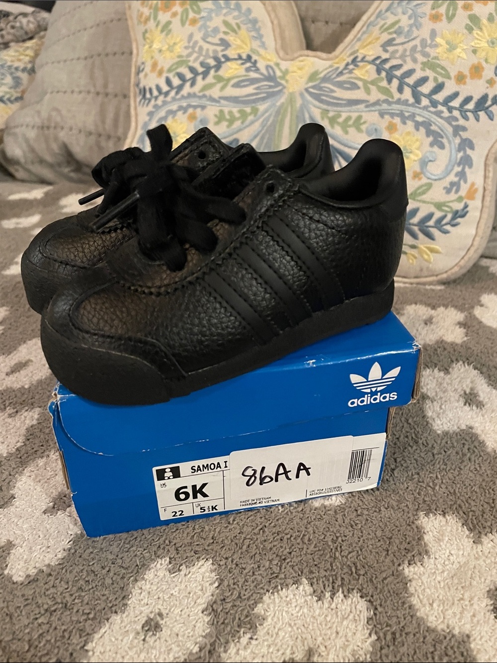 adidas Kids Black Leather Samoa Sneakers
